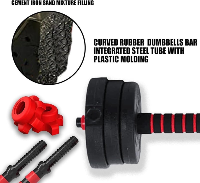 DEXO مجموعة دمبل قابلة للتعديل 20 كجم مع أقفال دوارة، مقبض غير قابل للانزلاق، مجموعة تحويل باربل لتدريب القوة في المنزل - Image 4